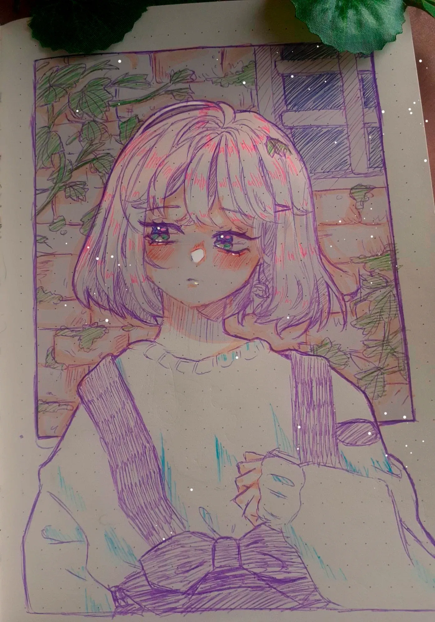 Chica de pelo rosa — Ilustración